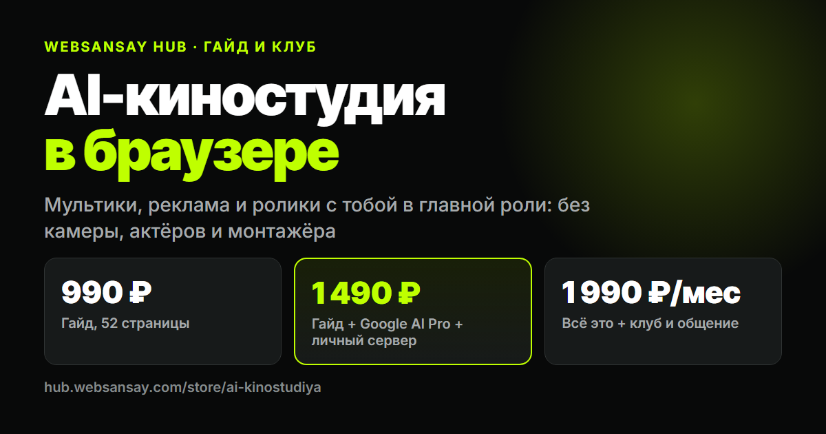 AI-киностудия в браузере: три тарифа 990, 1 490 и 1 990 ₽