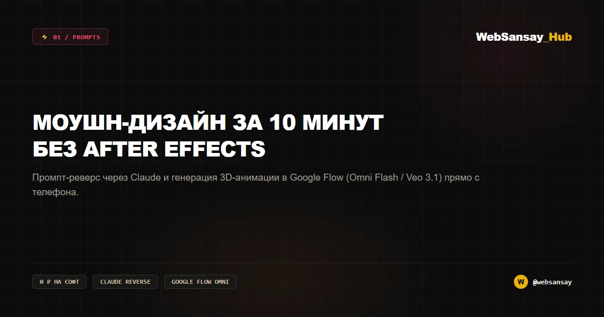 Моушн-дизайн за 10 минут без After Effects: Промпт-реверс через Claude и Google Flow