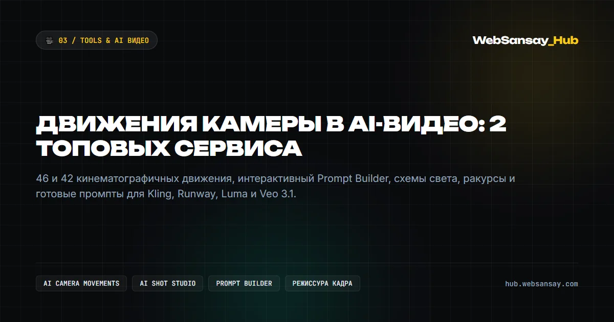 Два сервиса, которые прокачают движения камеры в AI-видео: шпаргалки по ракурсам, оптике и кинематографичным промптам