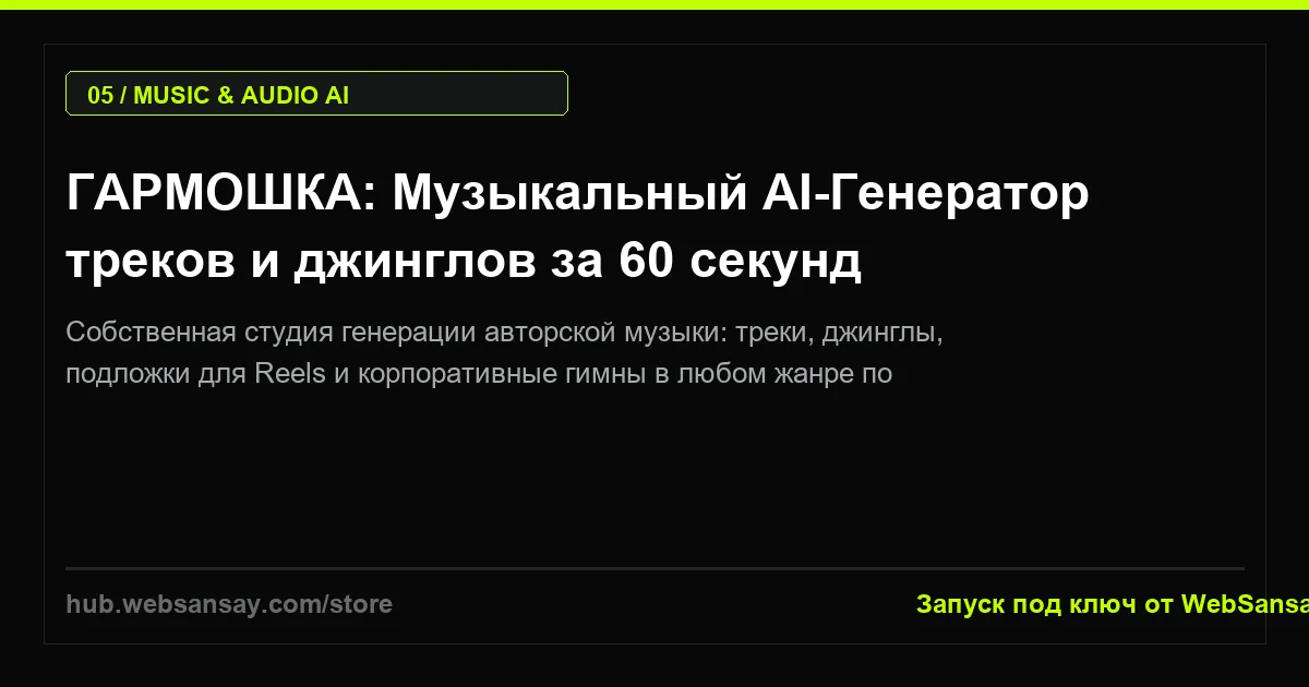 ГАРМОШКА: Музыкальный AI-Генератор треков и джинглов за 60 секунд