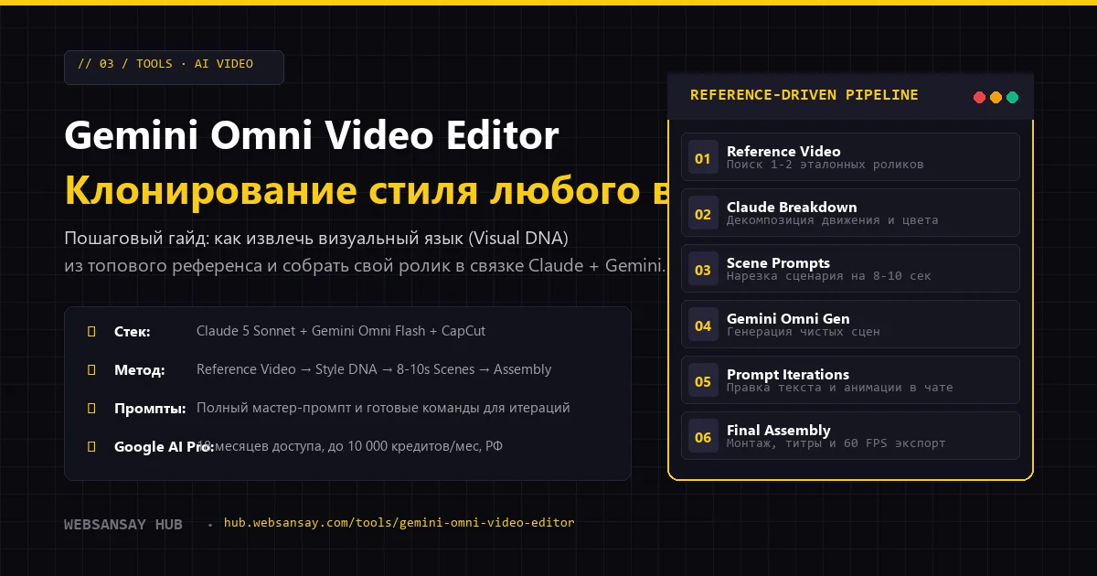 Gemini Omni Video Editor: как клонировать стиль любого видео и собирать AI-ролики по референсу