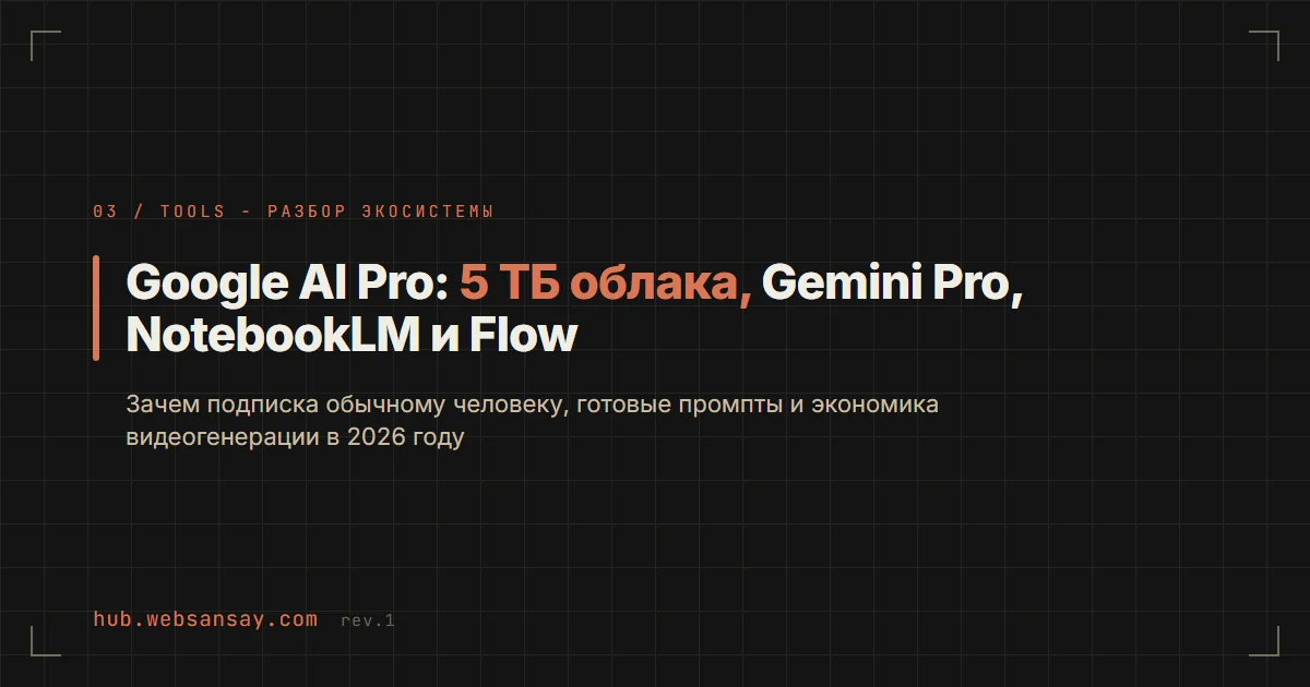 Google AI Pro: Зачем обычному человеку 5 ТБ облака, Gemini 3.8 Pro, NotebookLM и генератор видео Flow в 2026 году