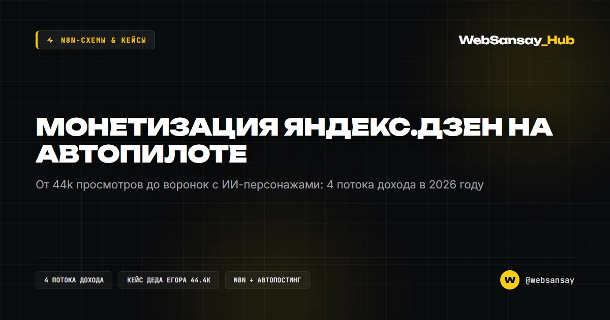 Монетизация Яндекс.Дзен на автопилоте: от 44k просмотров до воронок с ИИ-персонажами
