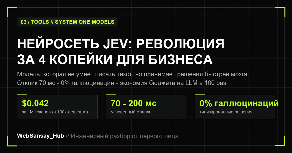Нейросеть Jev: Революция за 4 копейки. Почему модель, которая не умеет писать текст, порвала IT-мир и как внедрить её в свой бизнес